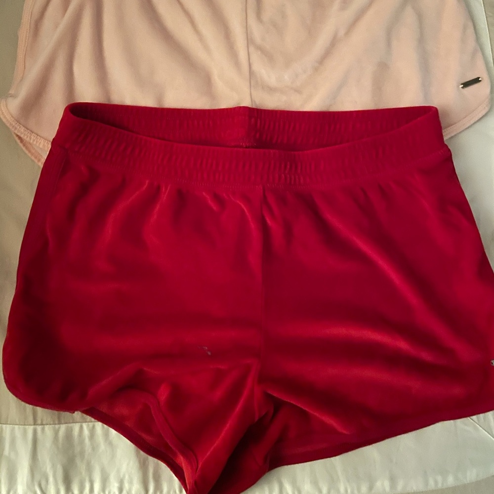 Iight pink and red velvet shorts